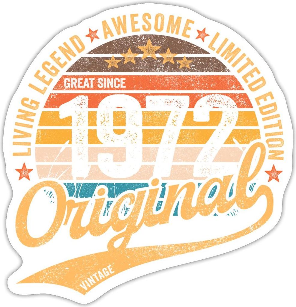Spreadshirt Jahrgang 1972 50. Geburtstag Geschenk Vintage Limited Edition Sticker Aufkleber, 10 x 10 cm, Mattweiß