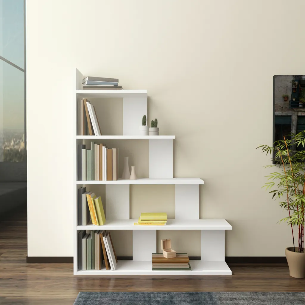Étagère Decorotika Echo Blanc 90 cm - Bibliothèque à Niveaux Moderne