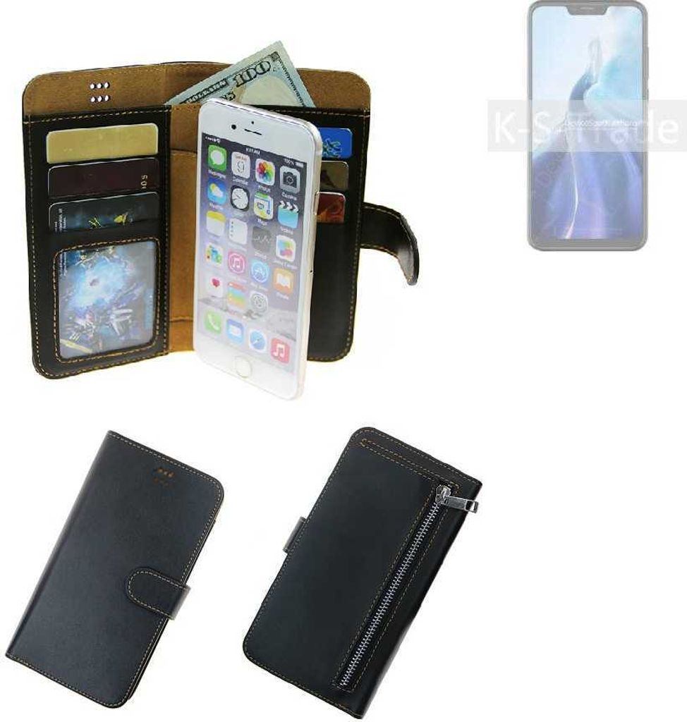 K-S-Trade Schutz Hülle kompatibel mit Cubot C20 Klapphülle Case Phone cover Slim Handytasche Handy Hülle schwarz aus Kunstleder (1 Stk)