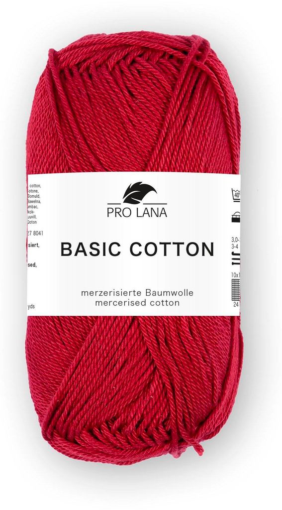 Pro Lana Basic Baumwolle uni 50 g/125m – dünne Wolle zum Häkeln und Stricken – 100% Baumwolle – Weiches Basic-Garn – Glänzend – Standa...