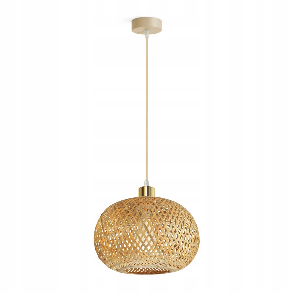 Luxolar LED Pendelleuchte E27 Rattan Boho Beige/Grau - Produktbild 