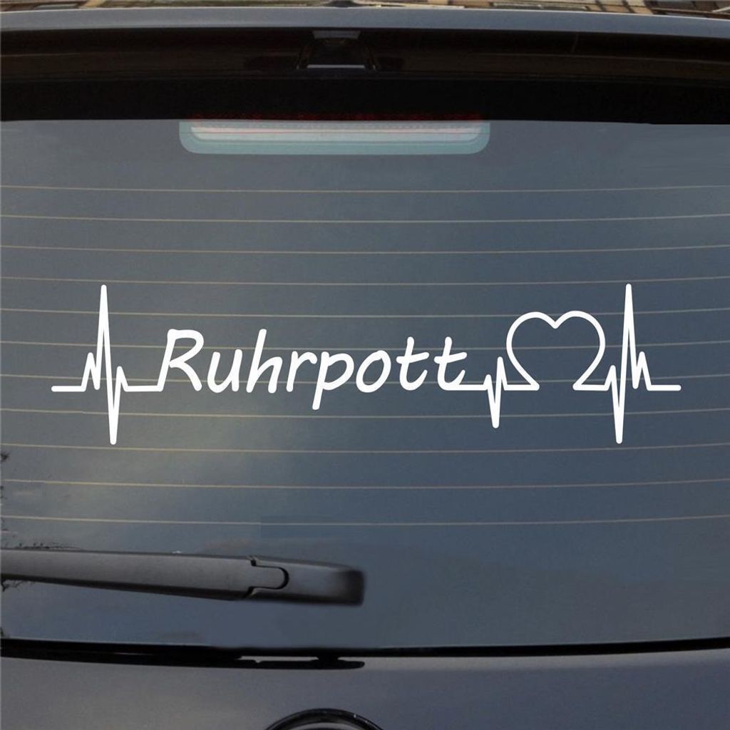 Heckscheibenaufkleber Ruhrpott Puls Herzschlag Auto- mit Ferien Region Motiv 55x14 cm Weiss Glanz Auto Aufkleber Sticker