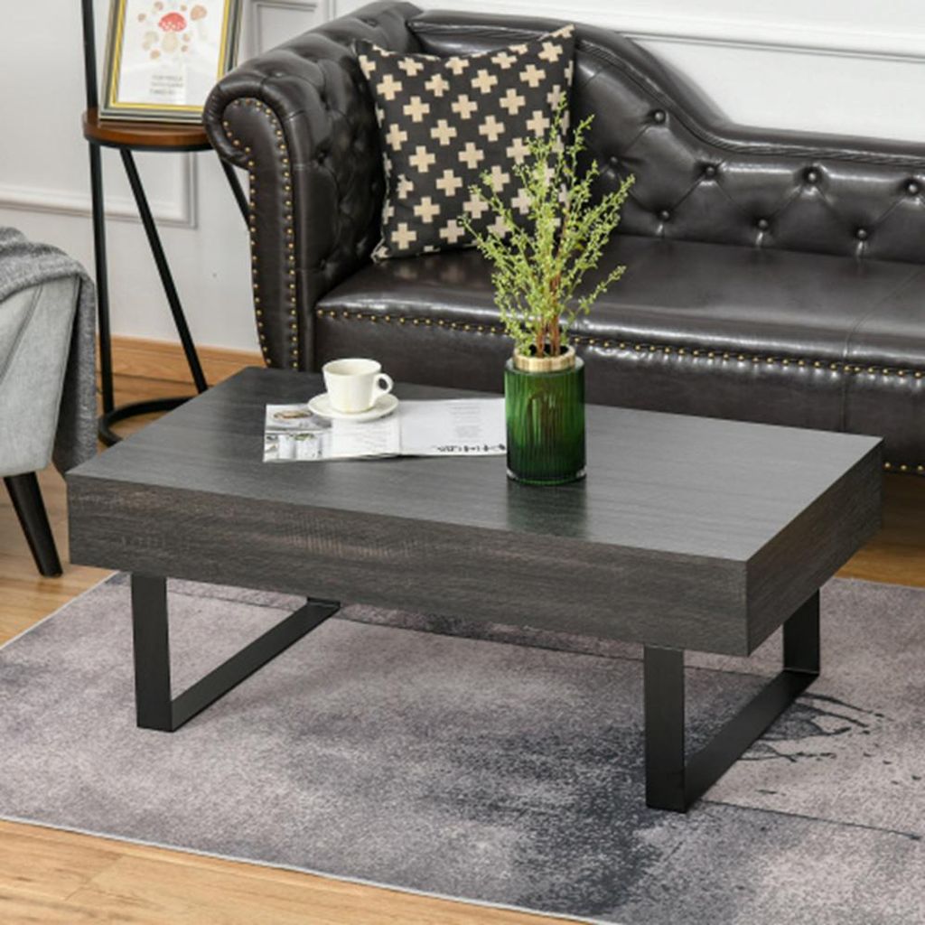 Couchtisch Beistelltisch mit Schublade & Regalen,Kaffeetisch einfacher Aufbau, Modernes Design für Wohnzimmer