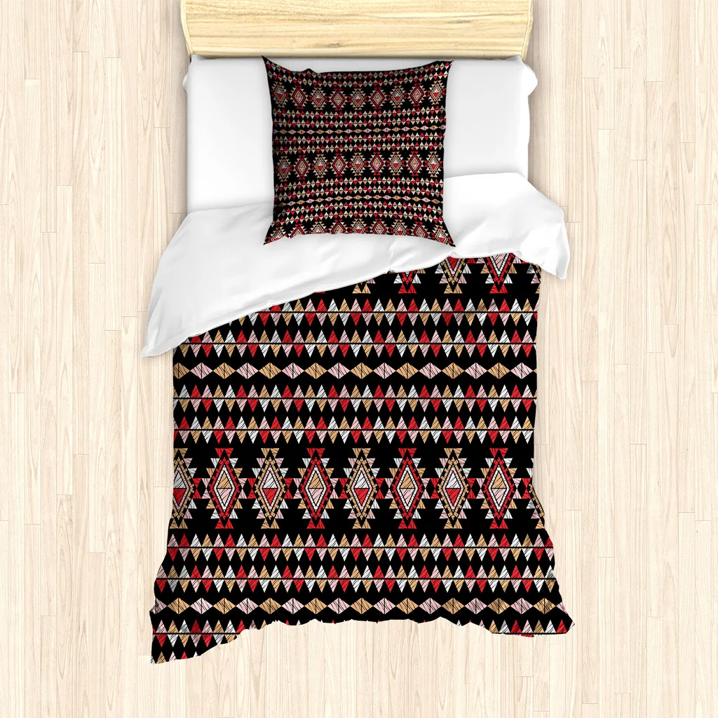 Duvet Cover Set Etnico Abakuhaus 135x200 Rosa Mandorla Folk