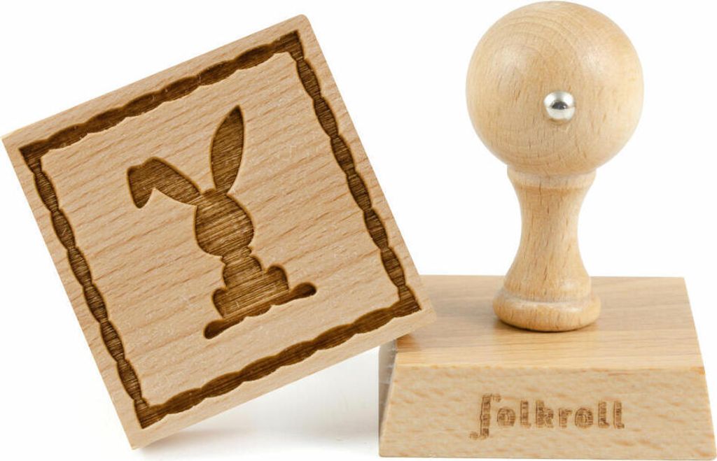 Folkroll Keksstempel Knickohr, 55x55 mm, Cookiestempel, Backstempel, Keks, Stempel, Motiv, Buchenholz, 336779