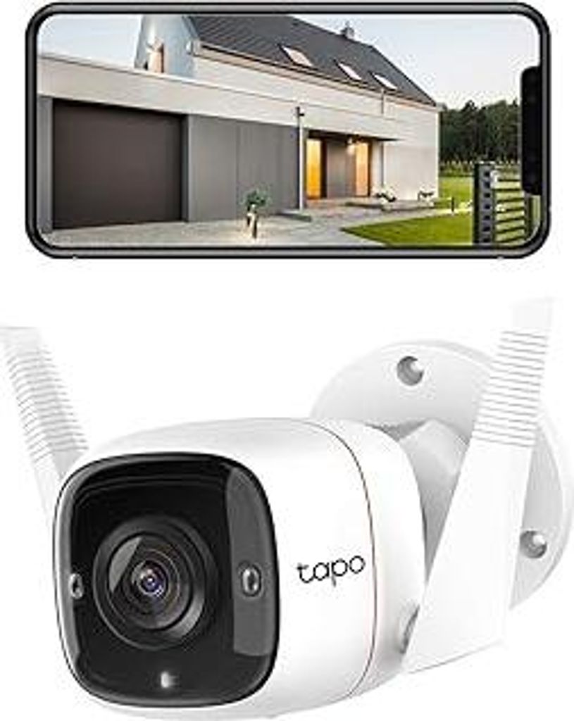 Tapo TP-Link C310 Überwachungskamera Außen, WLAN IP Kamera, 3MP Hochauflösung, 30m Nachtsicht, Bewegungserkennung, IP66 wasserdicht,Alarmmeldung...