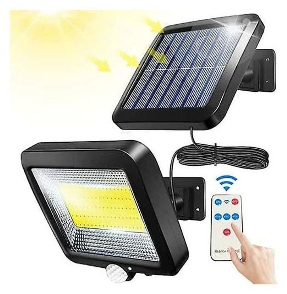 Solar-Außenleuchte mit Fernbedienung, wasserdichtem Bewegungsmelder und 100 leistungsstarken, wasserdichten IPX65-LEDs