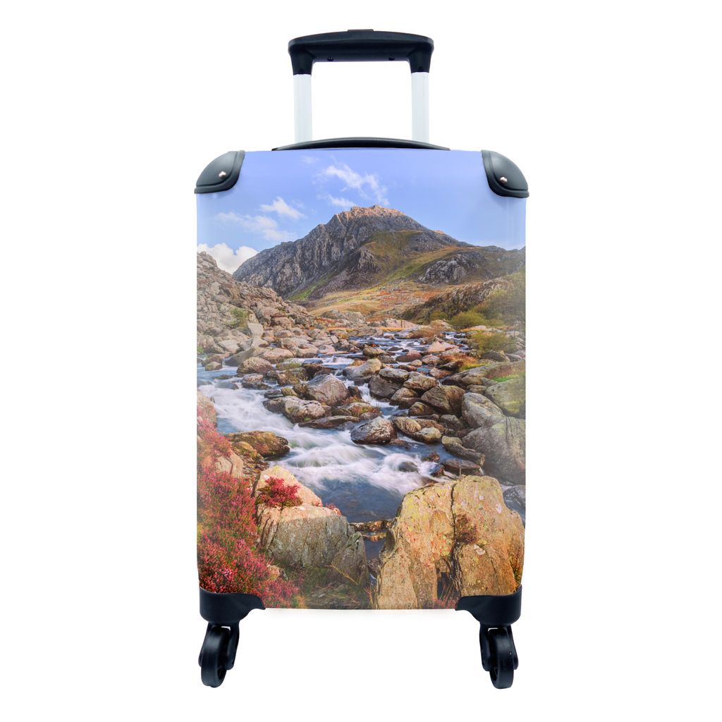 MuchoWow Koffer Handgepäck Trolley Rollkoffer Kleine Reisekoffer mit 4 Rollen - Berglandschaft des Snowdonia National Park - Cabin Size < 55x40x...