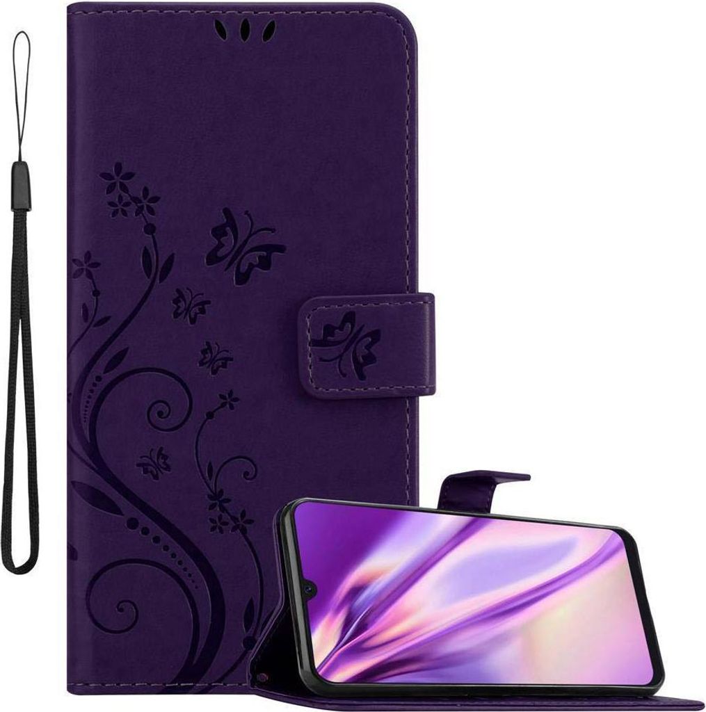 Cadorabo Hülle für Samsung Galaxy A50 4G / A50s / A30s Schutz Hülle in Lila Schutzhülle Handy Hülle Etui Case Blumen