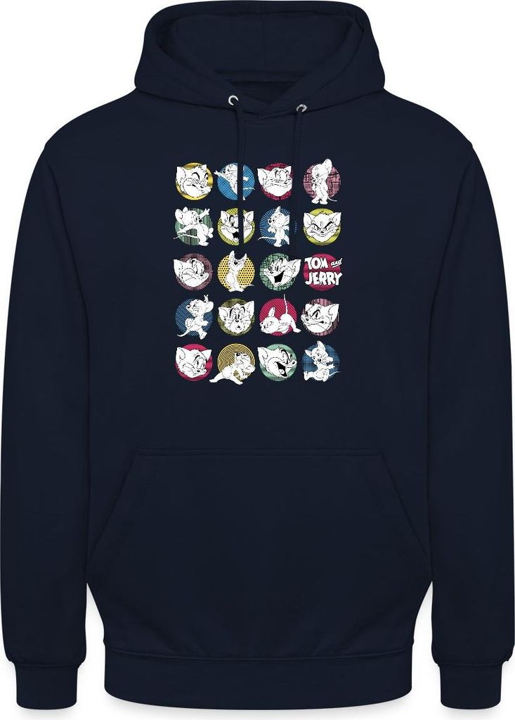 Spreadshirt Tom Und Jerry Ikonische Ausdrücke Uni Hoodie, S, Navy