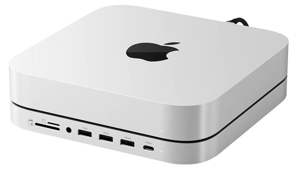Satechi USB-C Halter/Hub für Mac Mini/Studio (SSD) – Bis zu 5 Gbps USB-C Datenanschluss – 3 x USB-A Datenanschlüsse – Micro/SD-Kartenleser ...