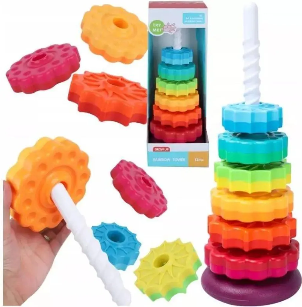 Tour en spirale éducative en bois naturel modèle Alpha pour jeunes enfants