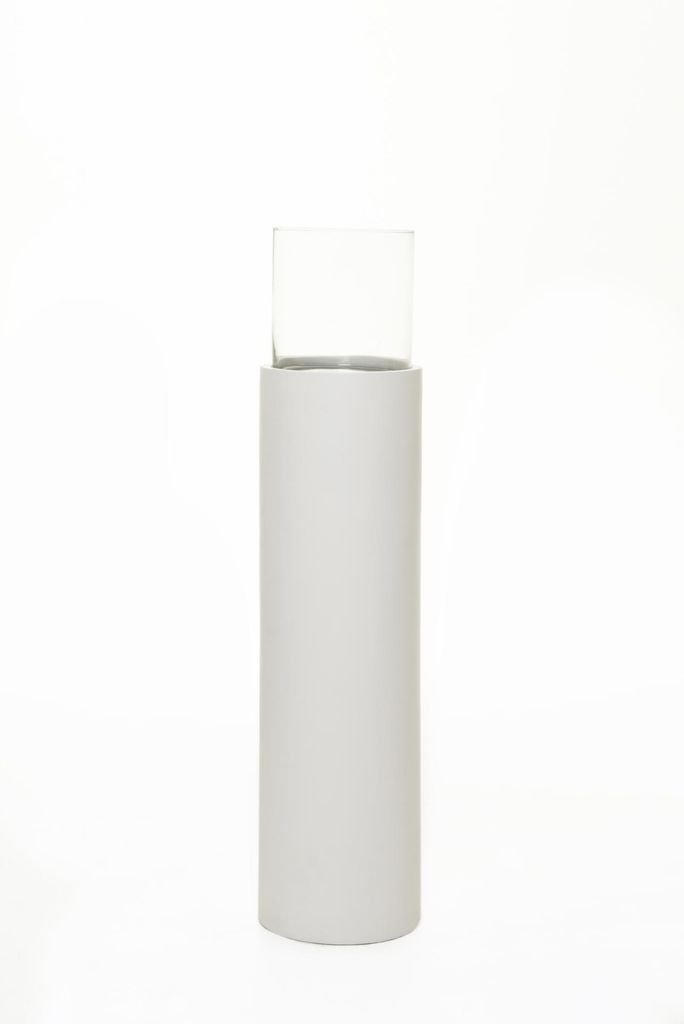 VIVANNO Windlicht Fiberglas CANDIRO Rund, Weiß matt - Produktbild 