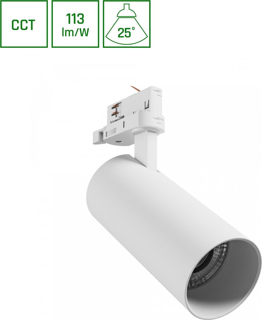 ANDROMEDA LED 3-Phasen Stromschienenstrahler 24W 25° CCT Weiß