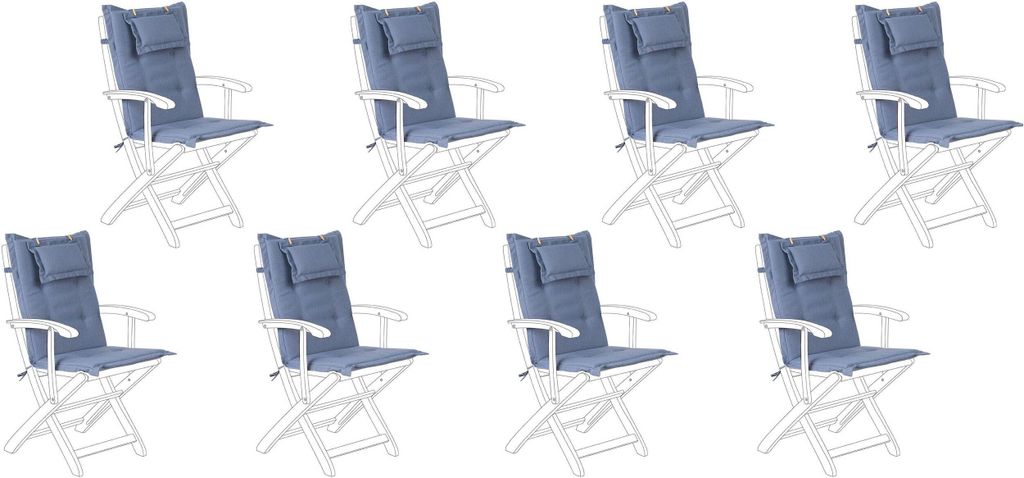 BELIANI Auflage für Gartenstuhl Blau Polsterbezug 8er Set Gartenmöbel