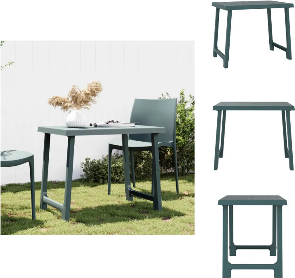 Petite table de jardin vidaXL verte effet bois pour balcon et terrasse