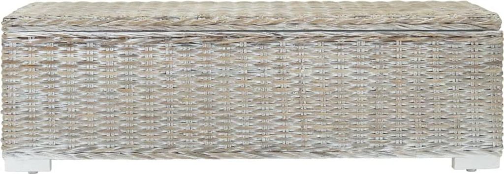 vidaXL Coffre Blanc 110 cm Naturel Kubu Rotin & Bois Massif Image du produit 