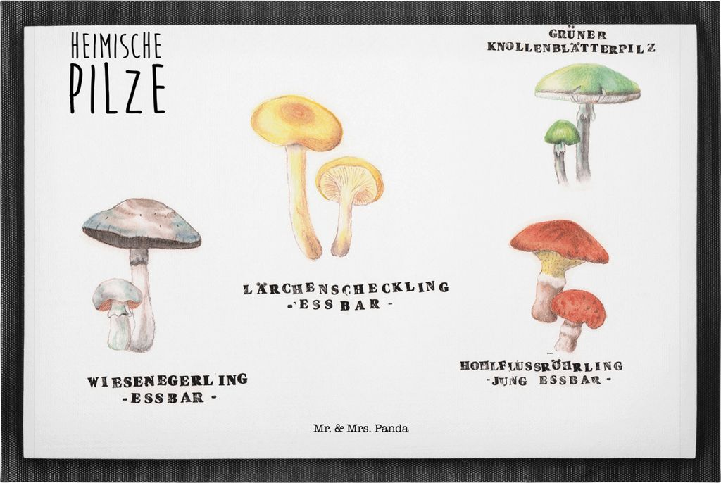 Mr. & Mrs. Panda fußmatte Heimische Pilze 50 x 75 cm - Geschenk, Schuhabstreifer, Pilz, Glückspilz, Dekoration, Fußabtreter, Sauberlaufmatte, Bo...