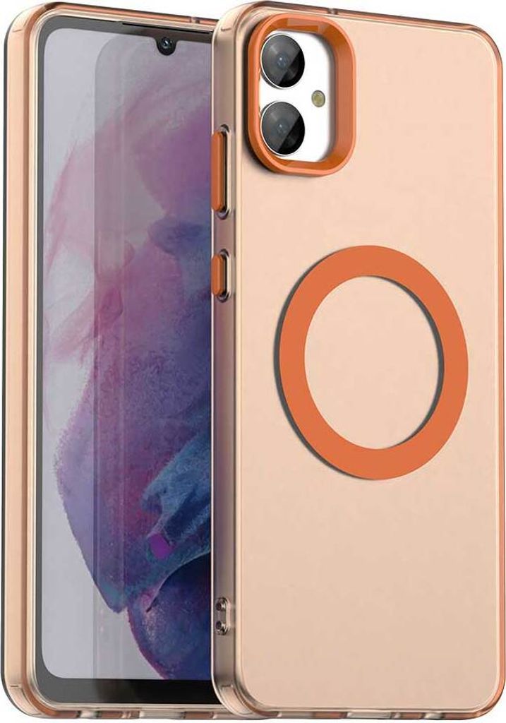 Magnetisch Hülle für Samsung Galaxy A05, Schlank Durchscheinend Matt Stoßfest Handyhülle Orange