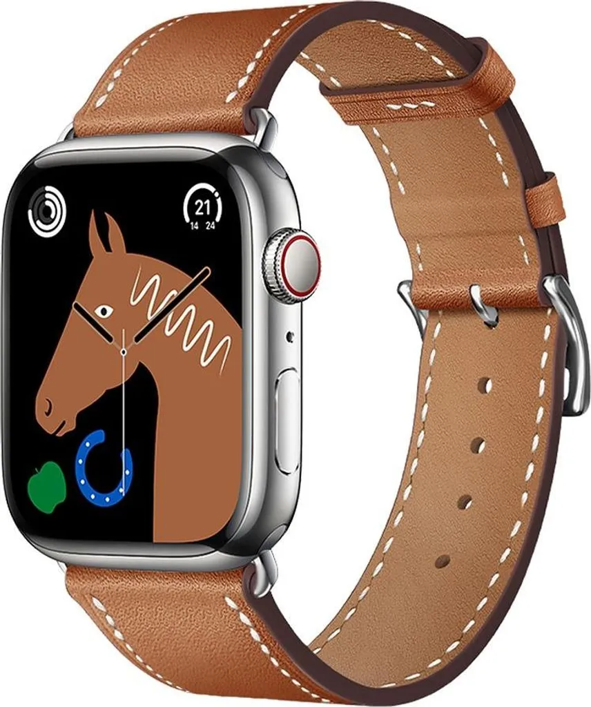 Cinturino per Apple Watch Forcell F-Design FA20 fori in ecopelle 42 / 44 / 45 / 49 mm marrone