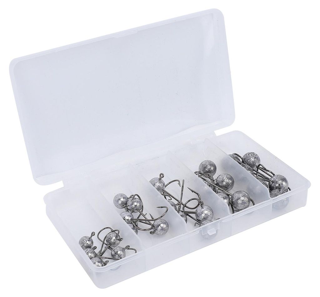 25-teiliges Set mit Jigköpfen und Haken (7/10/14/17/20 G) – strapazierfähiges Set mit Jigköpfen und Haken zum Angeln auf Barsche, Hechte und C...
