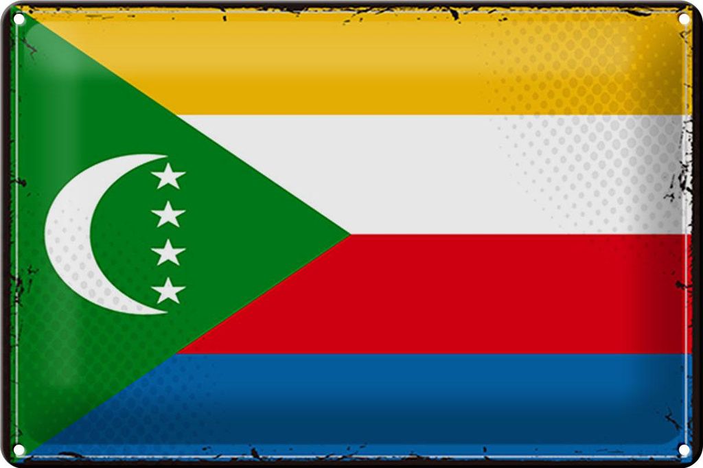 Blechschild Flagge der Komoren 30x20cm Retro Flag Comoros Produktbild 