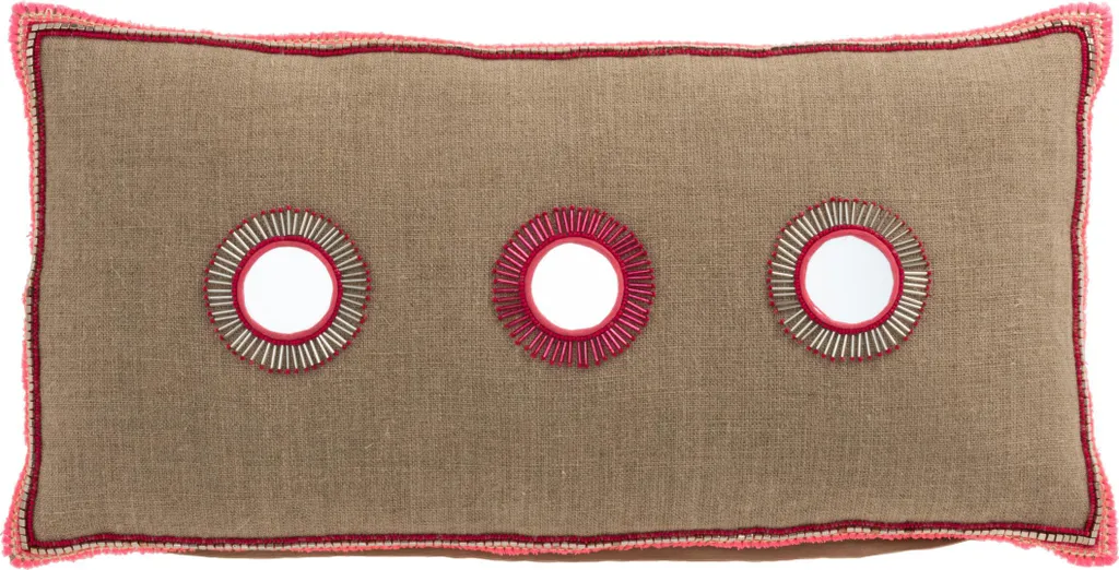 Coussin Déco Jute Rose pour Illuminer un Salon Sombre J-Line 64x34x5cm
