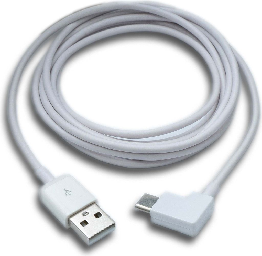 SYSTEM-S USB 3.1 Kabel 200 cm Typ C Stecker zu 2.0 A Buchse Winkel in weiss