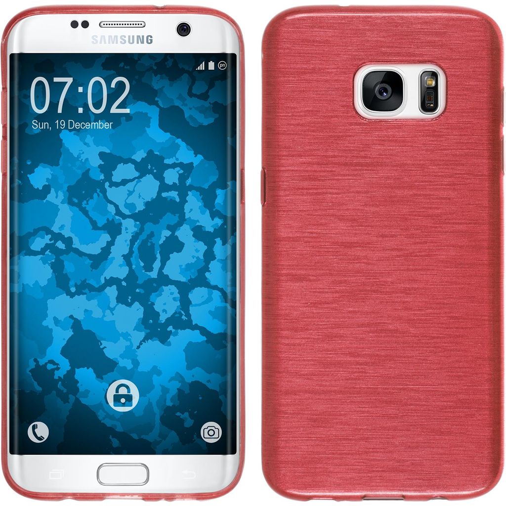 PhoneNatic Case kompatibel mit Samsung Galaxy S7 Edge - rot Silikon Hülle brushed Cover