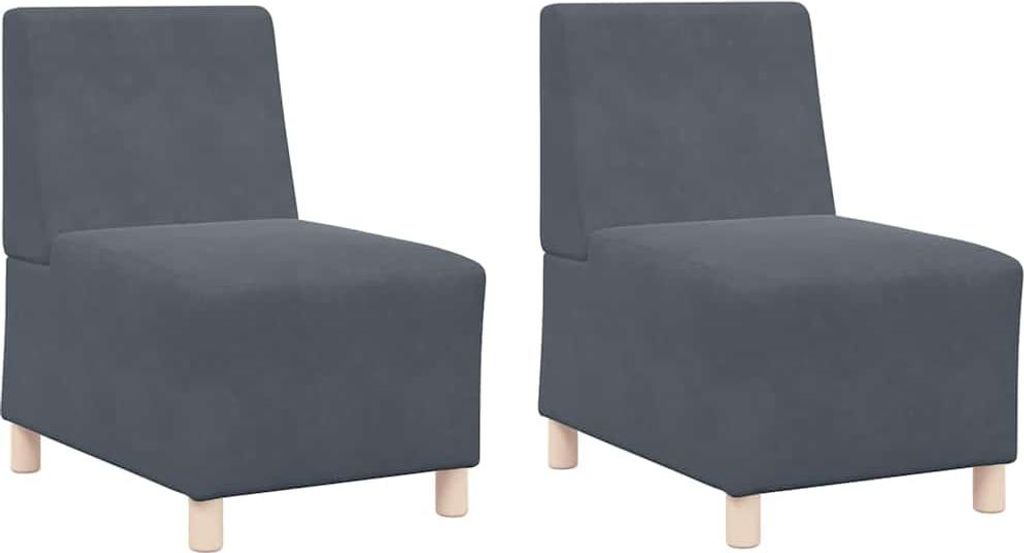 vidaXL Modulares Armfreies Sofa 2 pcs Dunkelgrau 55 x 74 x 82 cm Samt