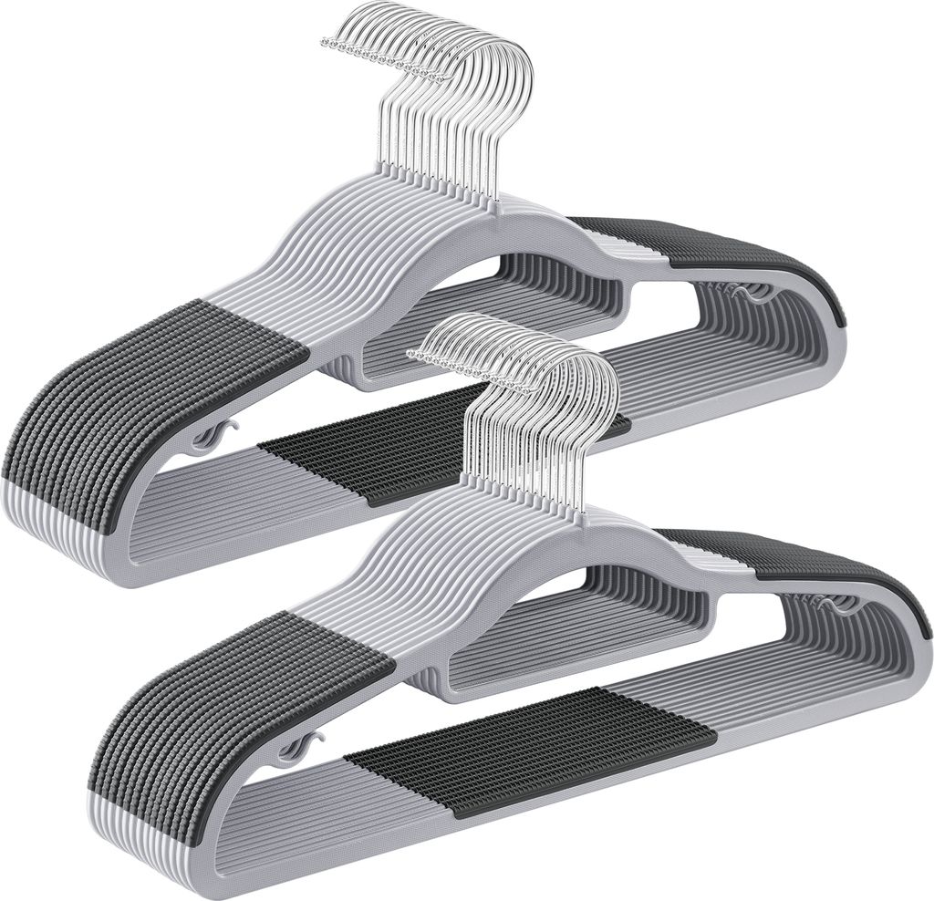 SONGMICS Kleiderbügel, 30er Set, Jackenbügel aus Kunststoff, gut belastbar, Anti-Rutsch-Design, platzsparend, 0,6 cm Dicke, um 360° drehbarer Ha...