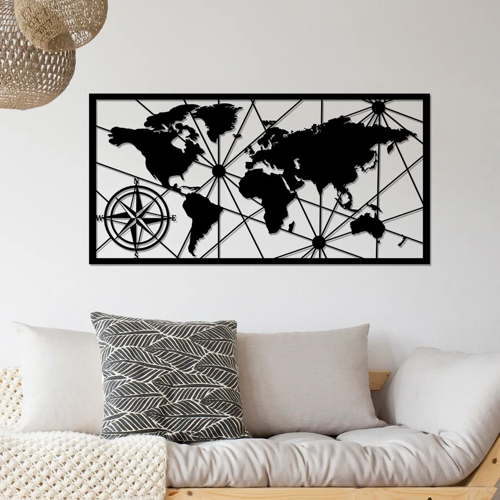 Carte du Monde Murale Métal 120x60 cm : Décoration Robuste et Chic