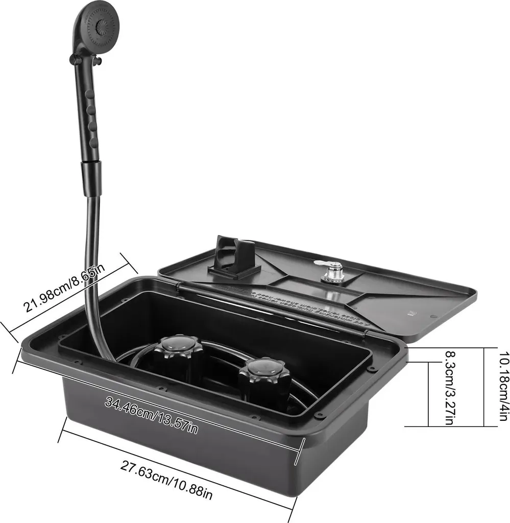 Kit Cabine de Douche Extérieure pour Bateau et Van - Mitigeur Noir Complet