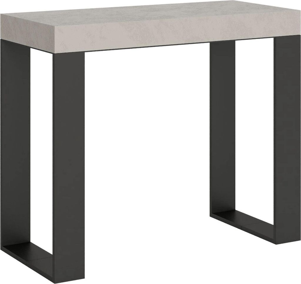 ITAMOBY - Ausziehbarer Konsolentisch 90x40/196 cm Tecno Small Kaschmir mit Eisenrahmen aus Anthrazit