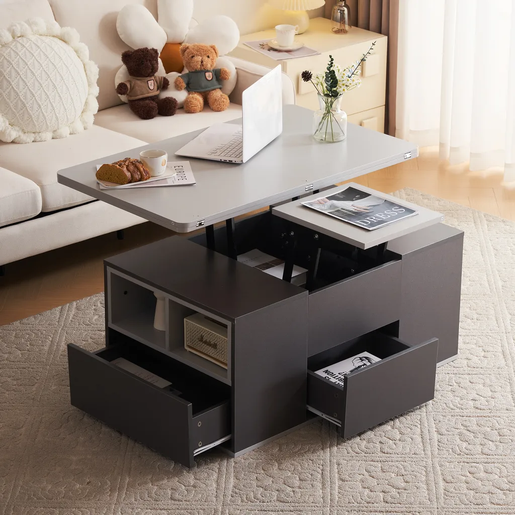 Table basse relevable et extensible bicolore pour salon moderne - 2