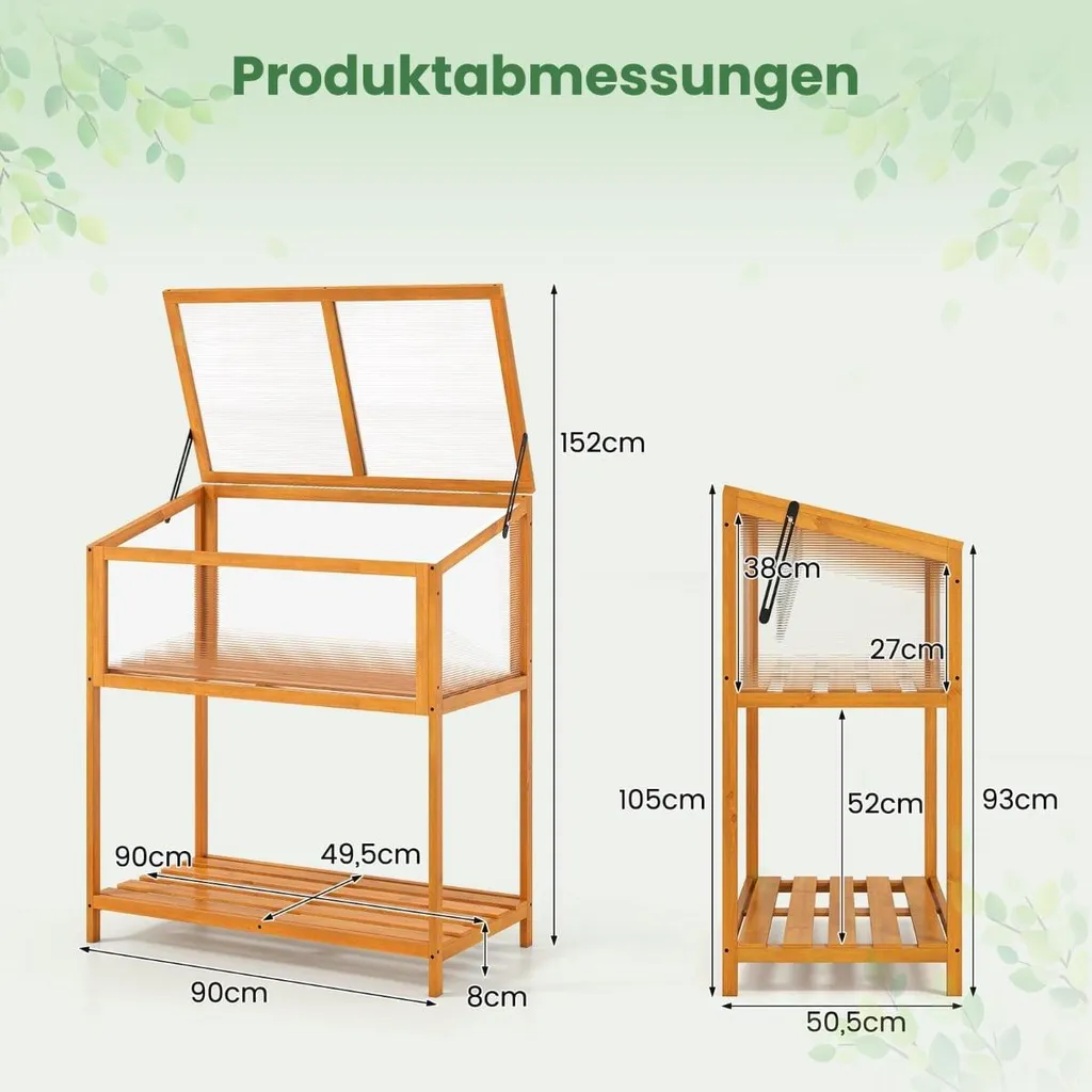 Potager de balcon surélevé en bois avec couvercle serre modulable - 2