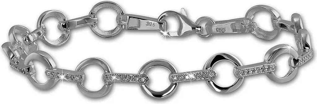 Bijou bracelet argent 925 rond blanc 18,8cm SilberDream idée cadeau