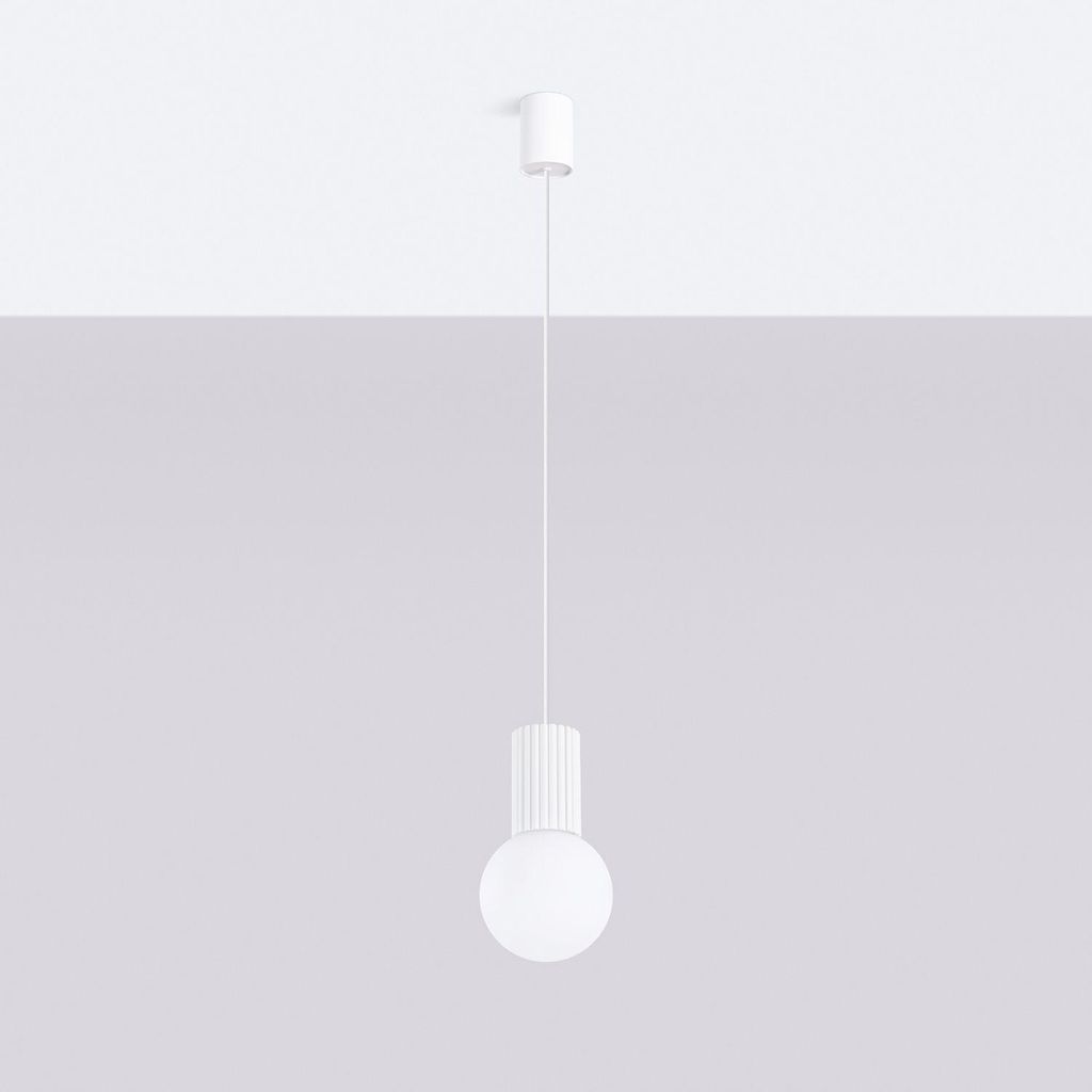 Hängeleuchte Glas Aluminium G9 IP20 rund Ø 12 cm H: max. 120 cm Weiß Kugel Schirm Modern Pendelleuchte