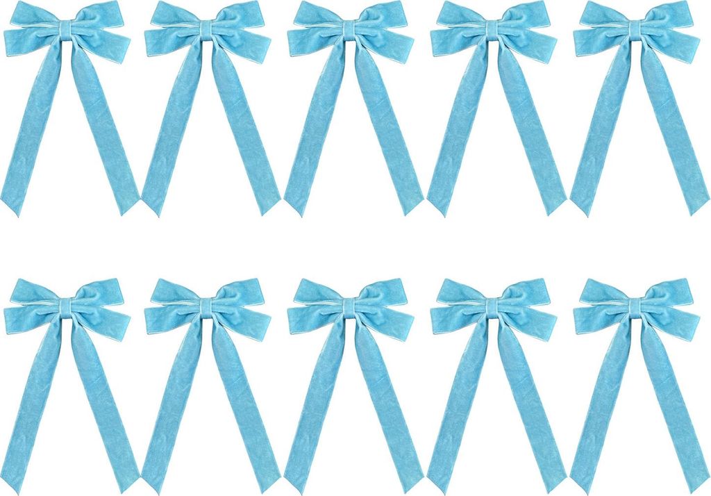 10 Samt-Weihnachtsschleifen (12,7 x 25,4 cm) im Vintage-Stil, rustikale Christbaumschmuck-Schleifen, Geschenkschleifen für Baumkränze und Girlanden.