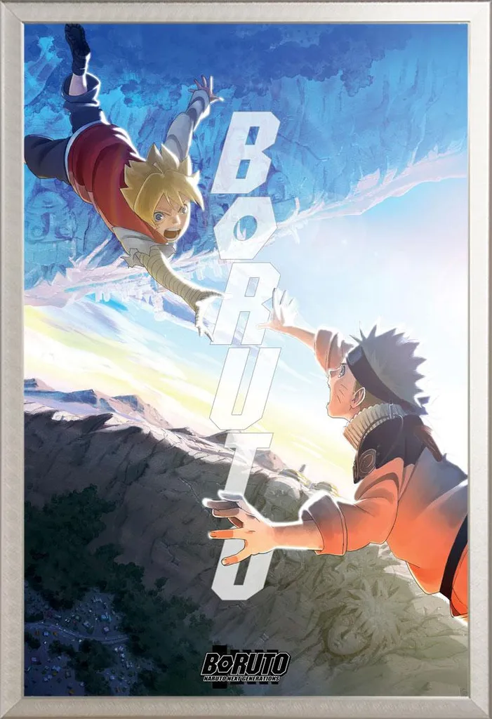 Poster Naruto et Boruto encadré pour décoration chambre de fan Manga