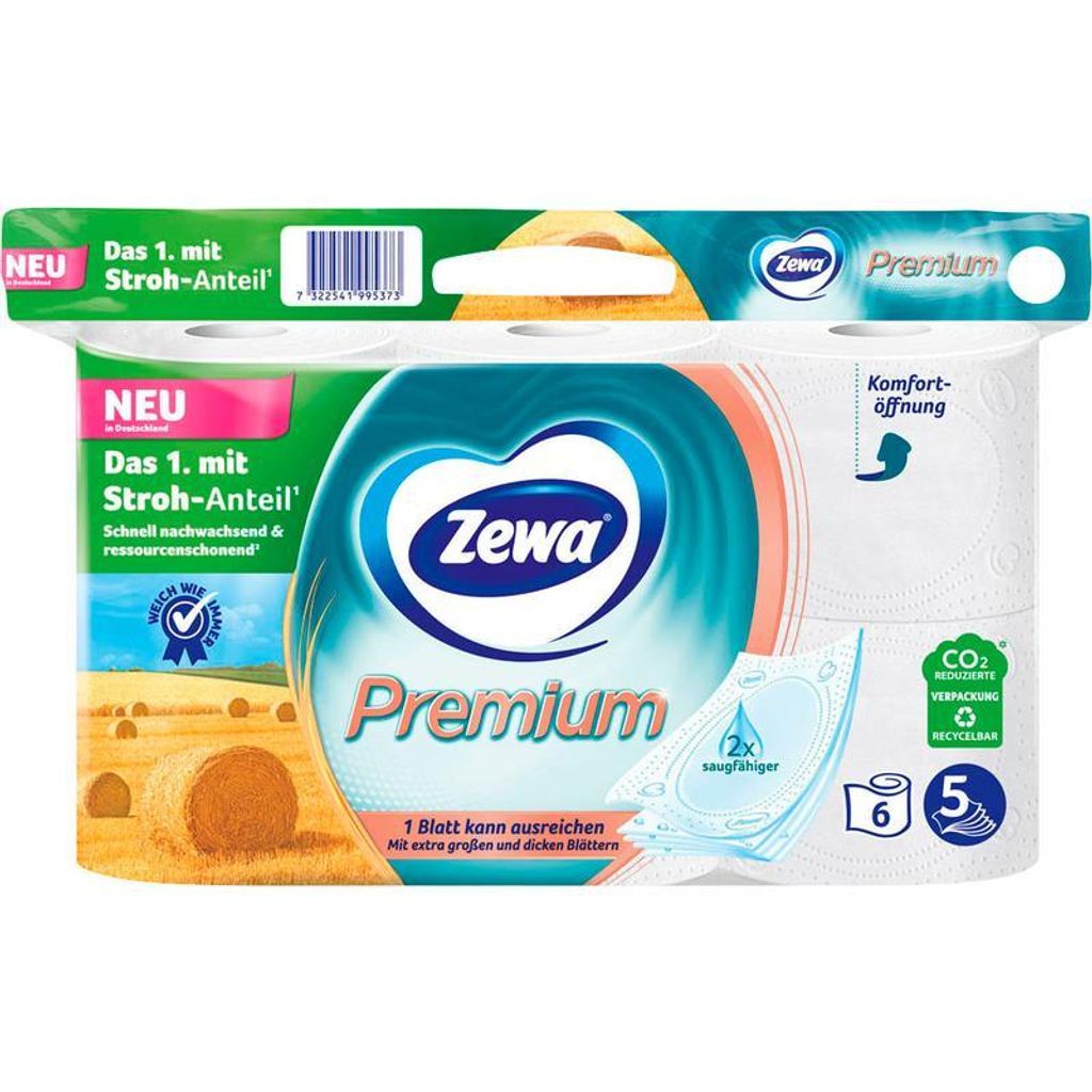 Zewa Toilettenpapier Premium 5-lagig, 6 Rollen Produktbild 