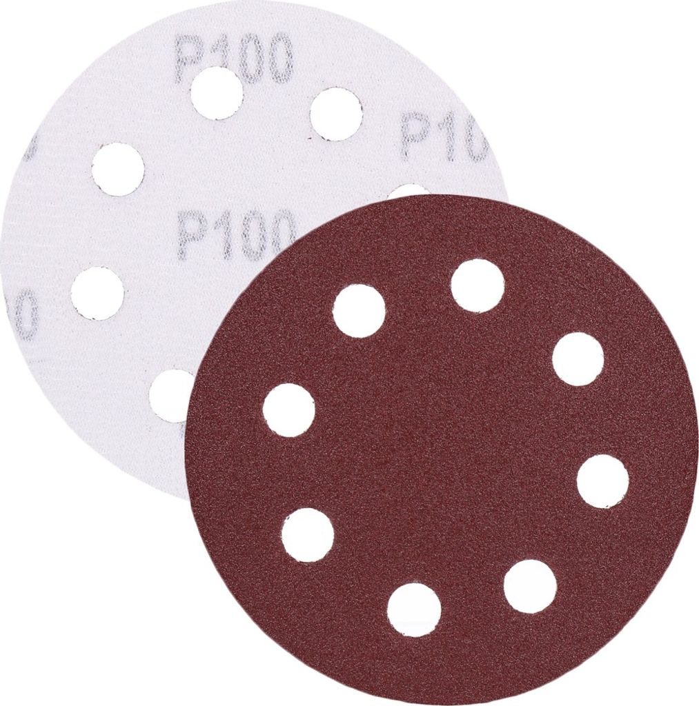 P100 Schleifpapier, Schleifscheibe - Universal (rot) 125mm, 8-fach-gelocht, Papierbasis - 10er Pack