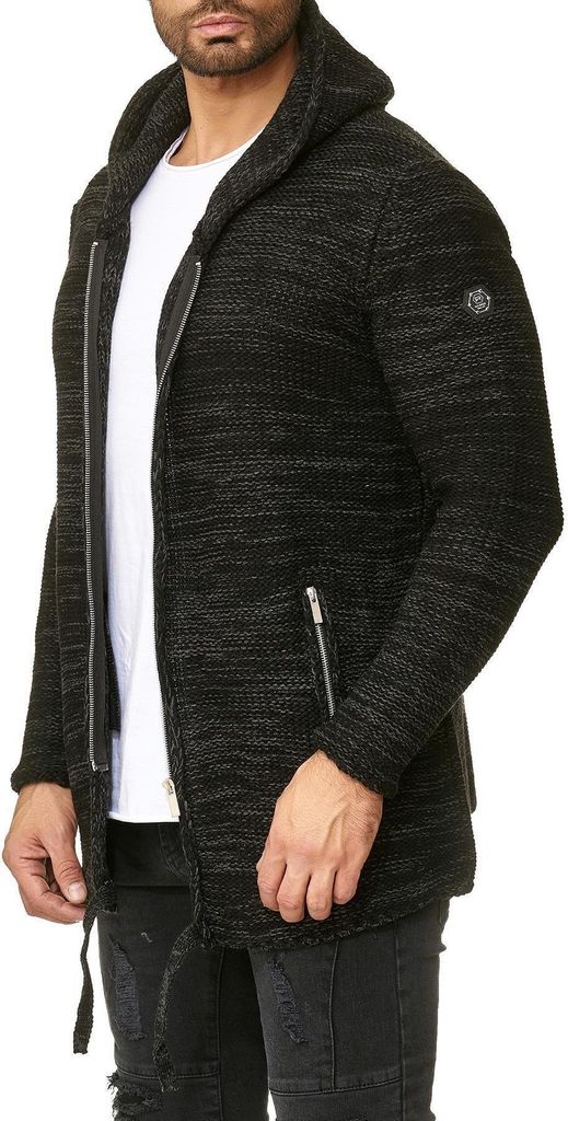 Red Bridge Herren Strickjacke Cardigan mit Kapuze Rough