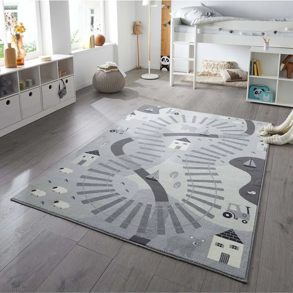 Tapis Gris Railtrack Hanse Home 80x150 cm en Fibres Robustes et Douces