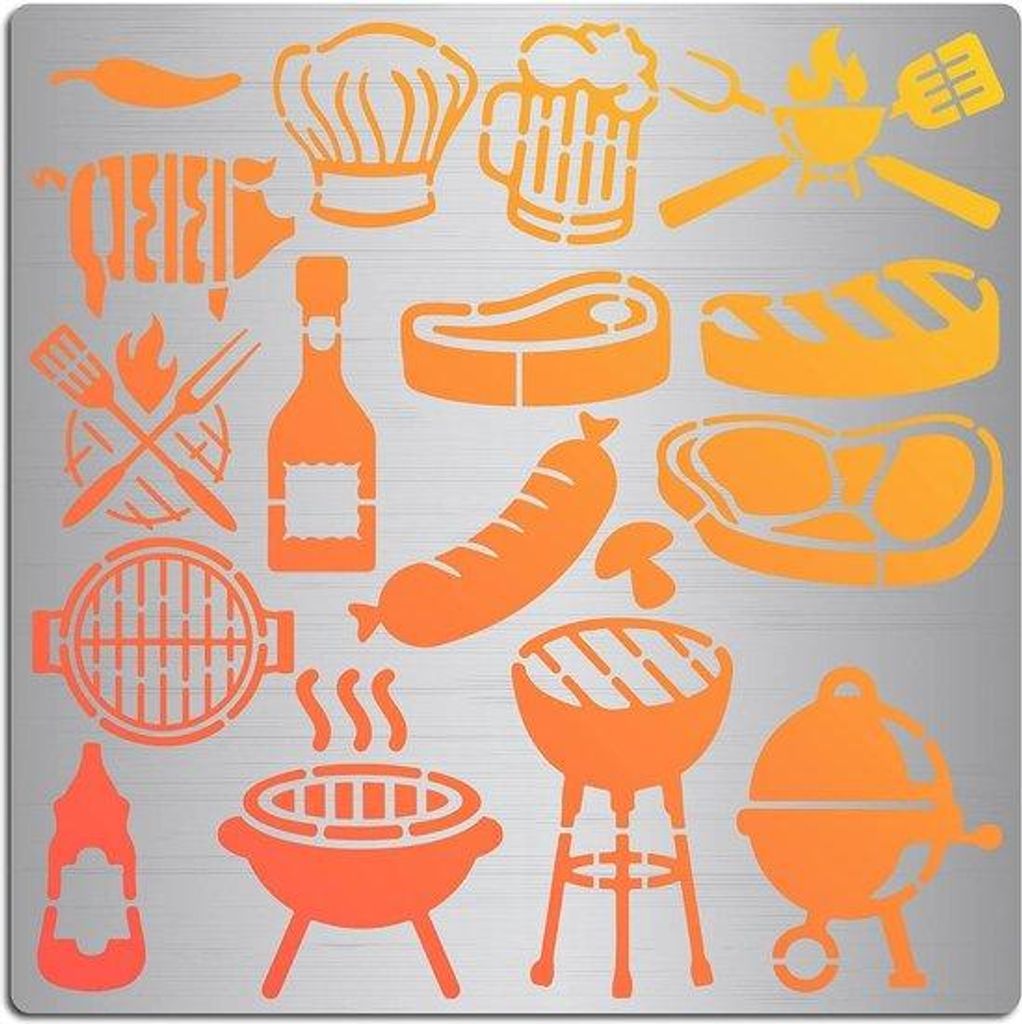 Metallisches Schneidwerkzeug - Wiederverwendbare Grill-Template - Metallisches Journal - Pilz-Weinflaschen-Wurst-Steak-Vieh-Templet - Dekoratives W...