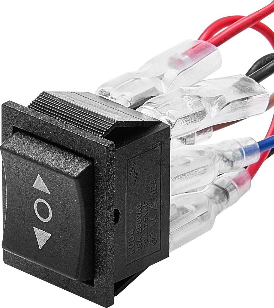 Kippschalter - DPDT 6-polig - Polwendeschalter - Drei Positionen Ein-Aus-Ein - AC 250 V/16 A - AC 125 V/20 A