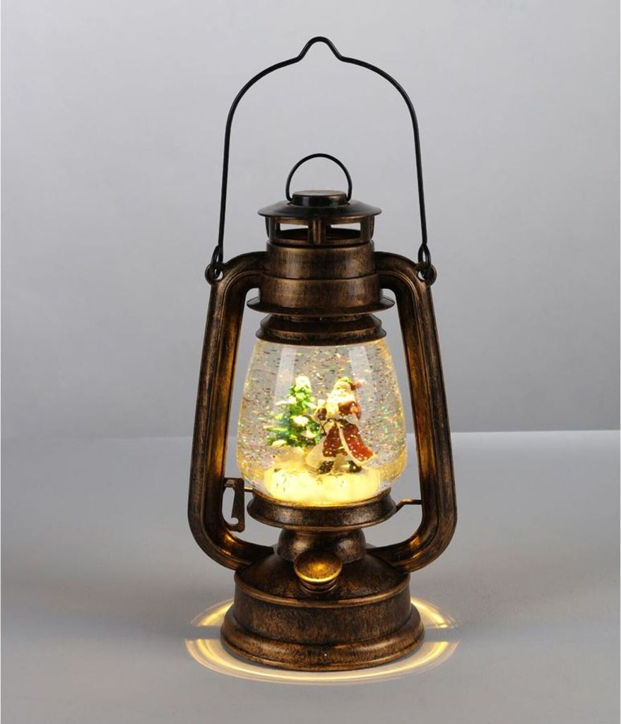 LED-Petroleumlampe Weihnachtsmann 34,5cm Schneekugel Weihnachtsbeleuchtung Deko