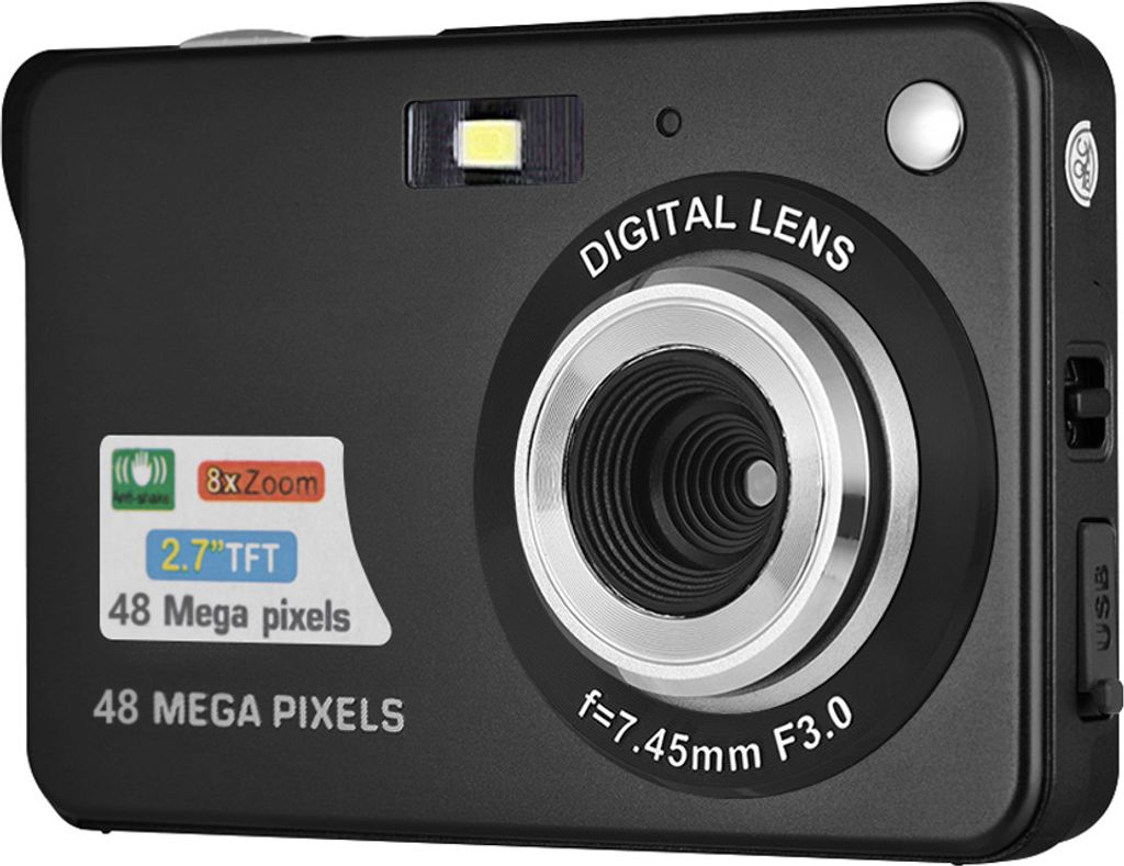 Tragbare 1080P-Digitalkamera, Video-Camcorder, 48 MP, Anti-Shake, 8-facher Zoom, 2,7-Zoll-LCD-Bildschirm, Gesichtserkennung, Laechelnerfassung, int...