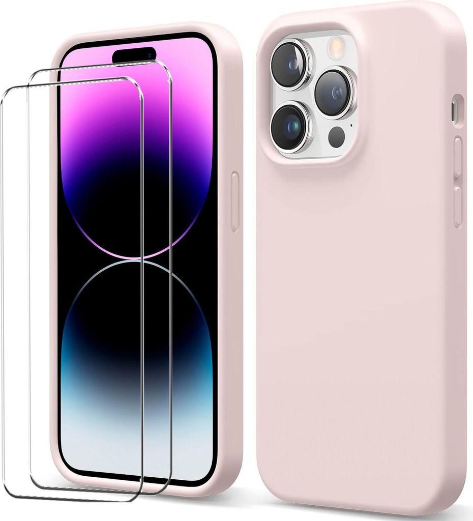 2in1 Schutz Cover Set für das Apple iPhone Xs Max besteht aus 2x 9H Glas Folie Display Schutzfolie und 1x Silikon Case Schutzhülle - Hülle in Rosa
