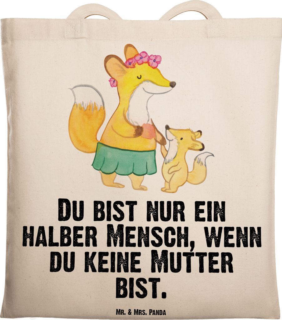 Mr. & Mrs. Panda Schultasche Mutter Herz - Transparent - Geschenk, Jutebeutel, Tasche, Baumwollbeutel, Shopping, Tote Bag